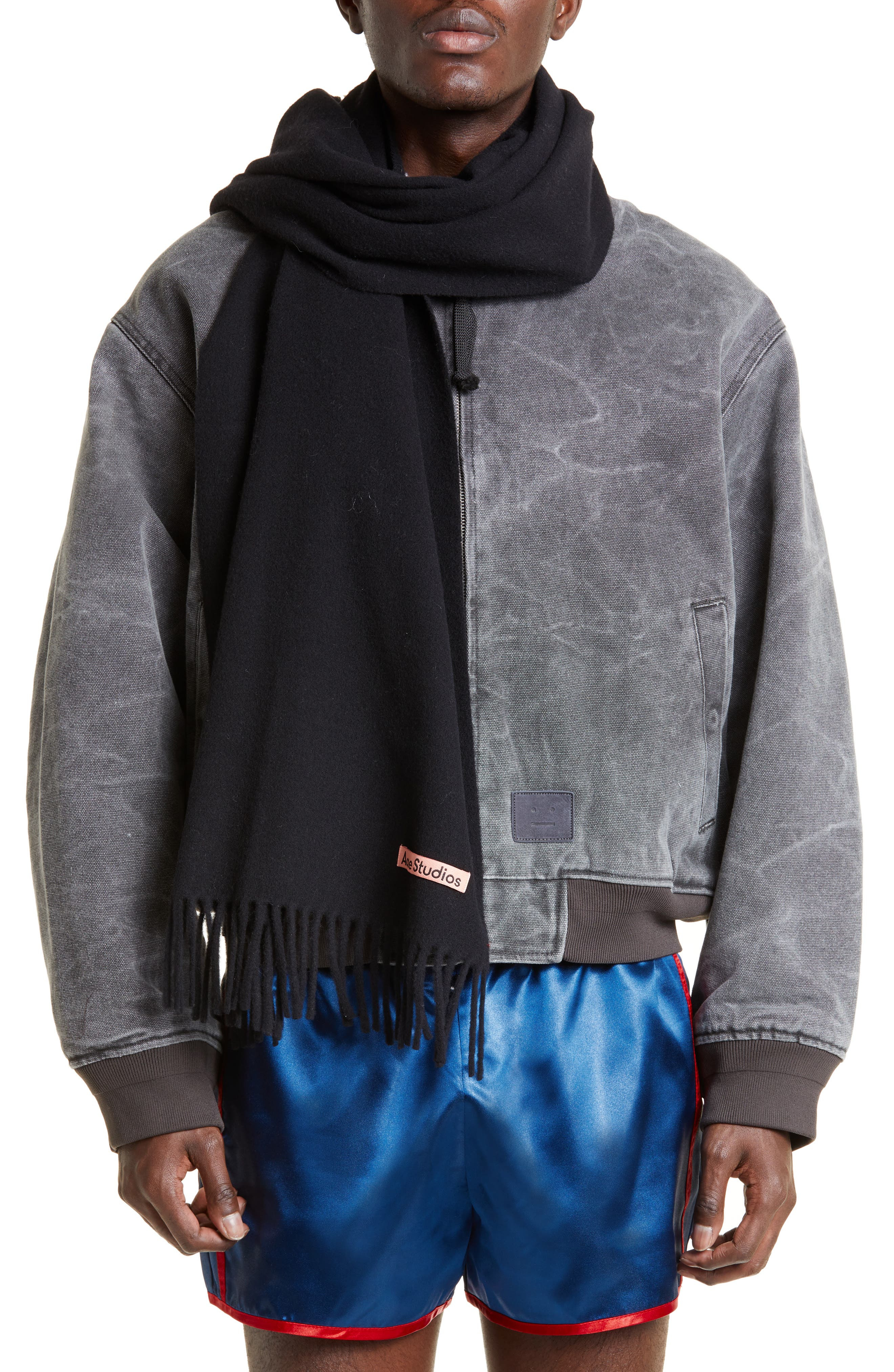 Acne Studios Fringe Wool Scarf in Black at Nordstrom - 2