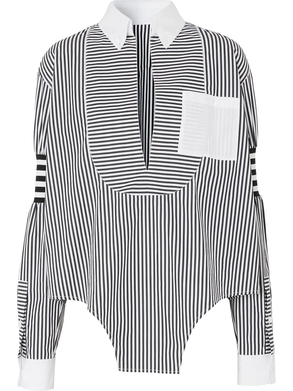 cut-out hem striped shirt - 1