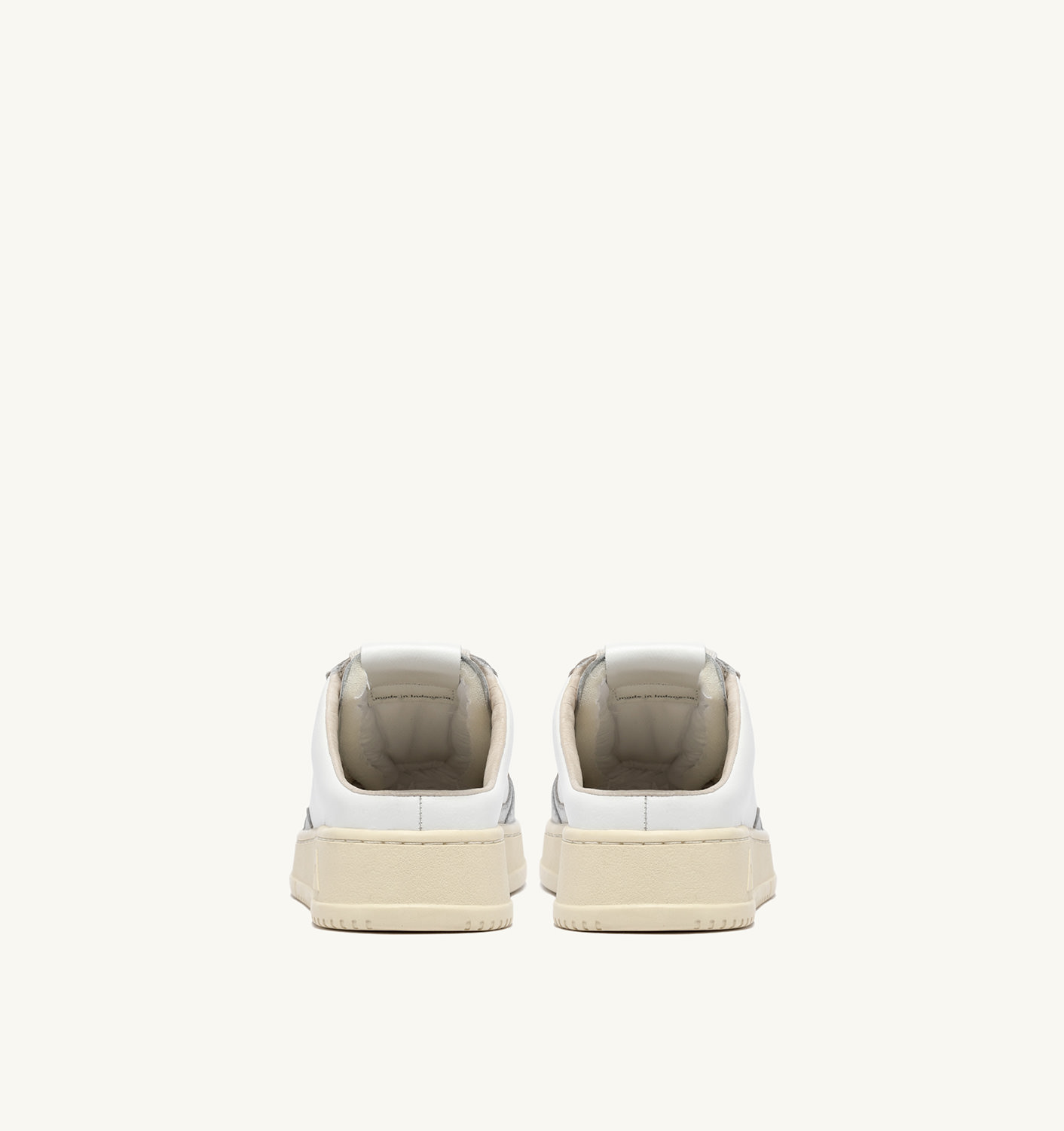 MEDALIST MULE SNEAKERS IN WHITE AND SILVER LEATHER - 3