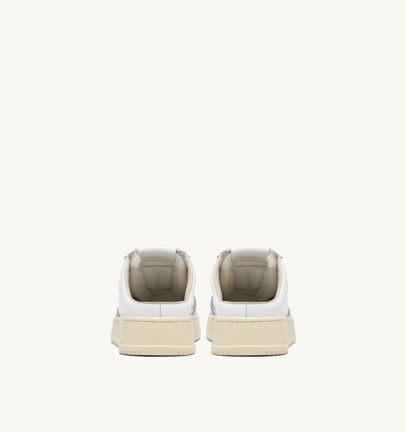 MEDALIST MULE SNEAKERS IN WHITE AND SILVER LEATHER 3