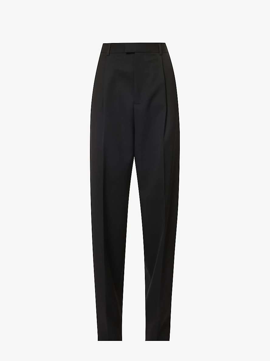 Belt-loop tapered-leg relaxed-fit wool trousers - 1