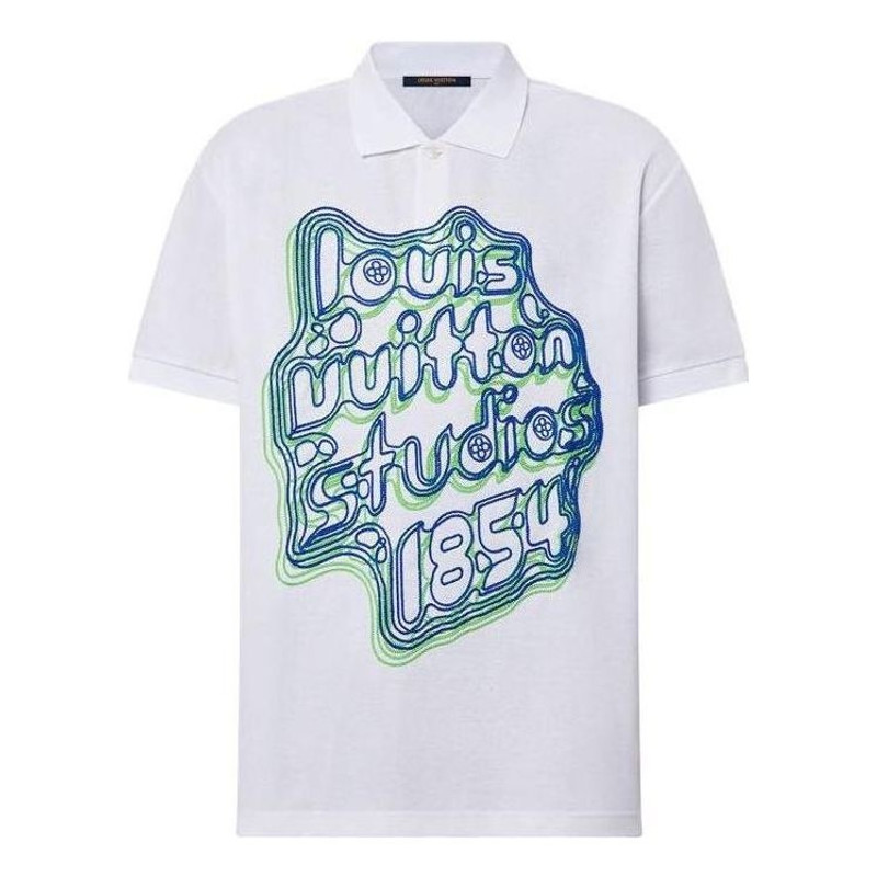 LOUIS VUITTON Embroidered Cotton Pique Polo Shirt 'White' 1ABY09 - 1