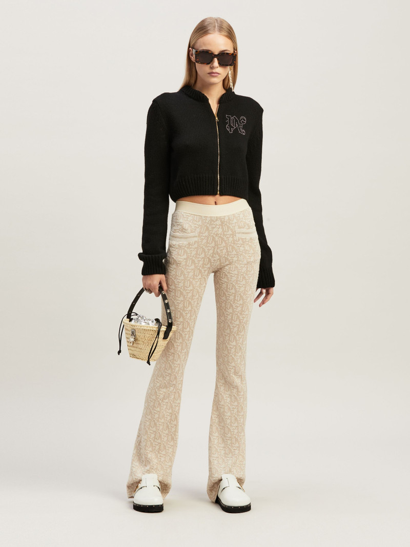 Palm Angels Monogram Stud Zip Sweater outlook