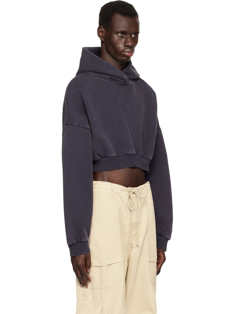 Navy Cropped Heavy Hoodie 2