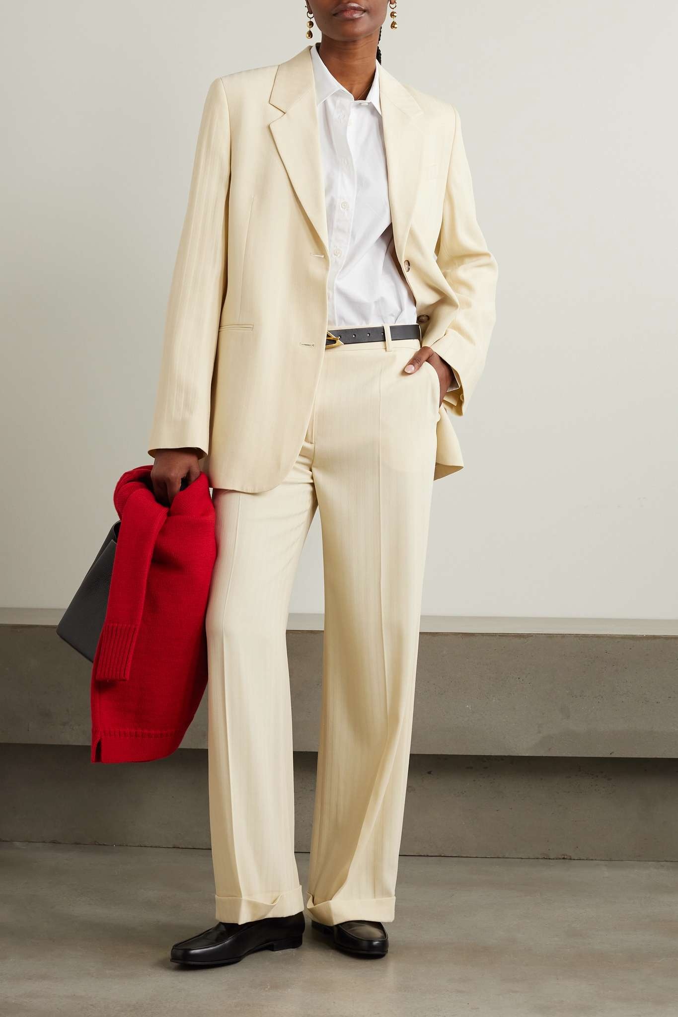 Totême Tailored herringbone suit jacket bleached sand