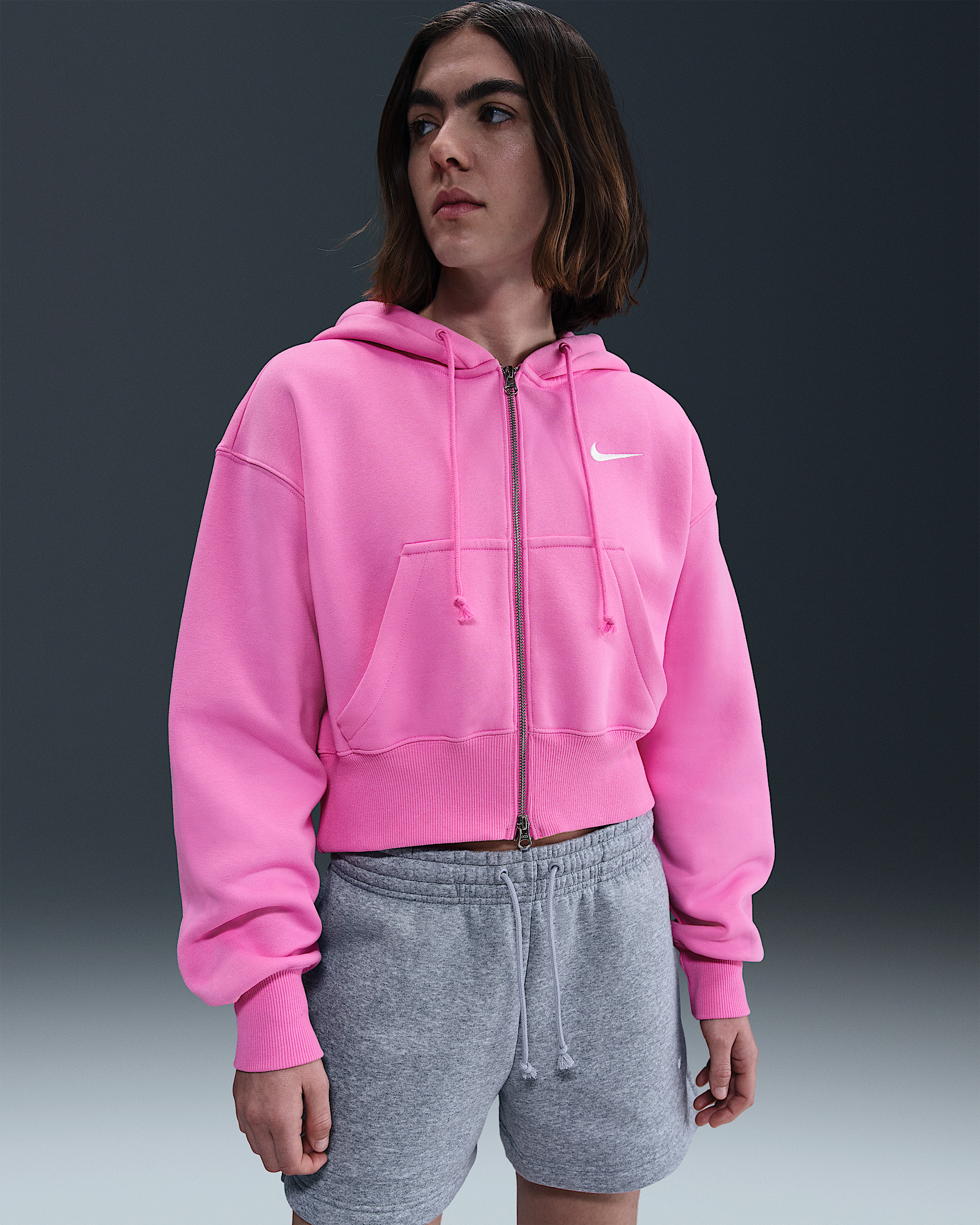 Nike Sportswear Phoenix Fleece Women's Loose Full-Zip Cropped Hoodie - 1