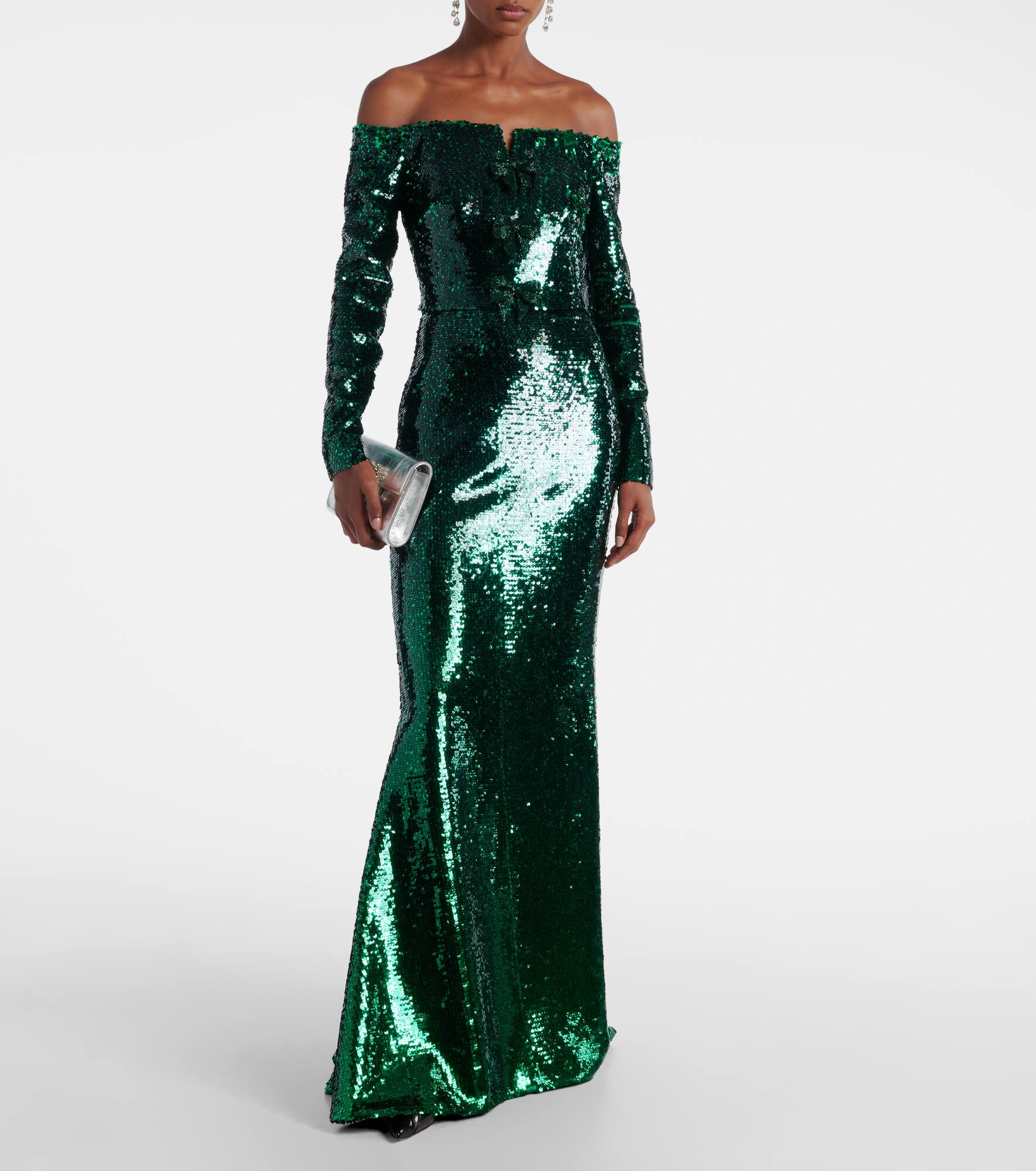 Sequined off-shoulder gown - 2