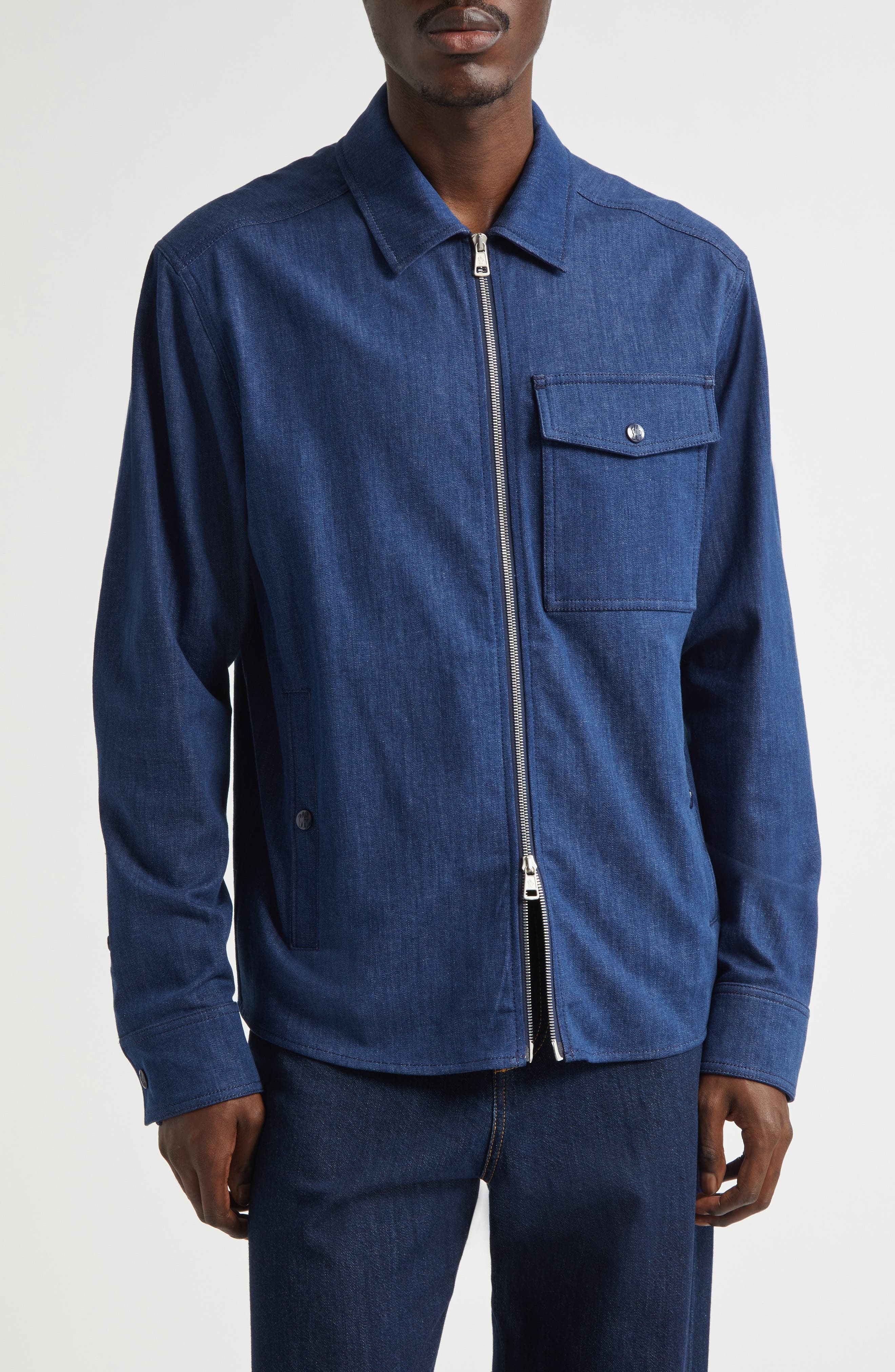 Moncler Denim Shirt Jacket in Oceana at Nordstrom - 1