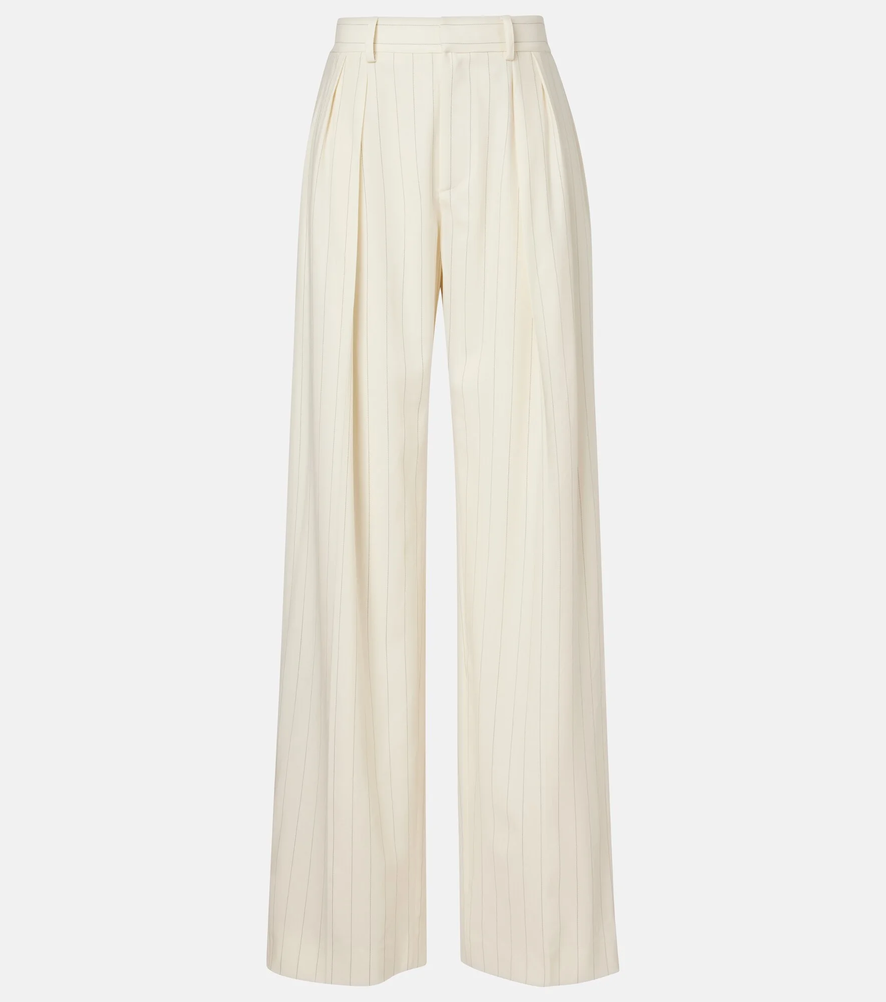 Striped high-rise wool wide-leg pants - 1