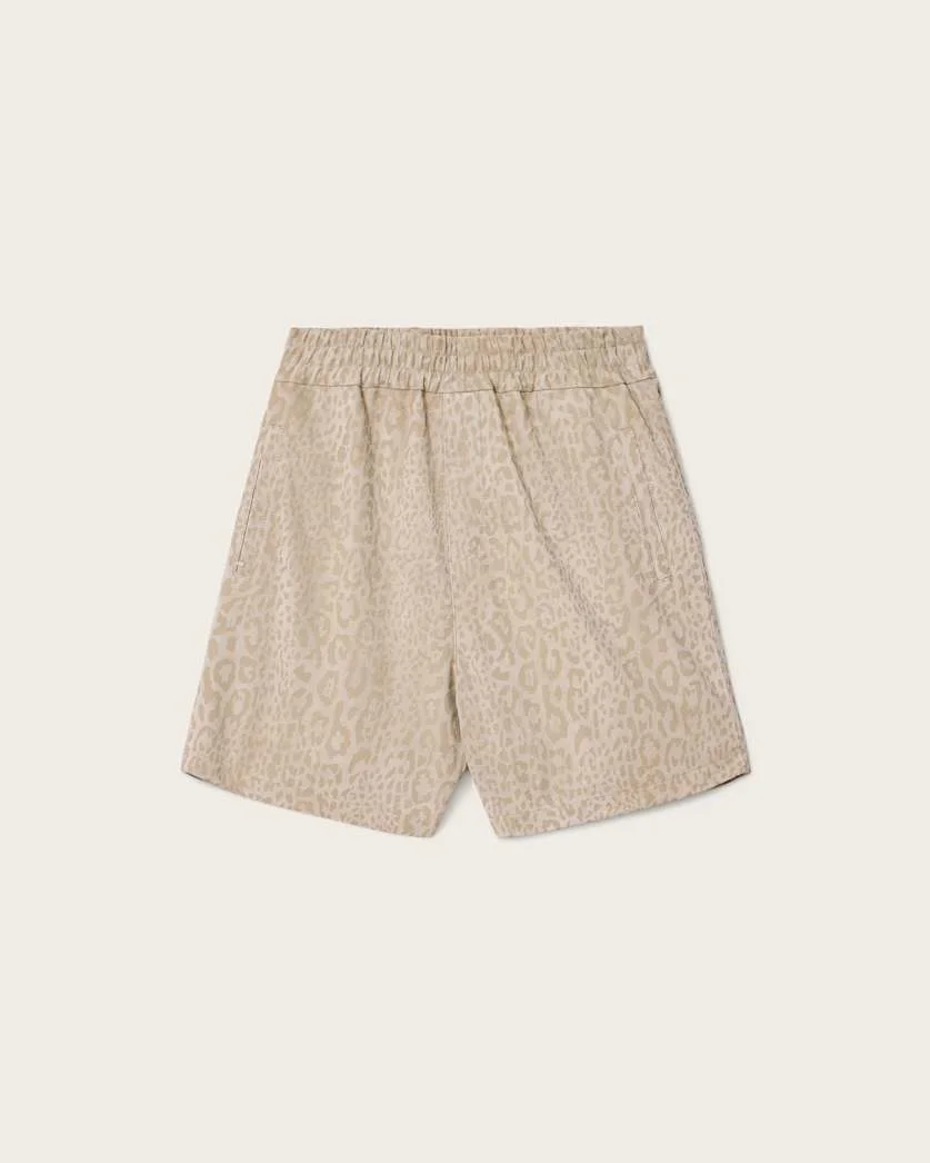 HOCKLEY RELAXED FIT SUEDE LEOPARD PRINT SHORTS - 1
