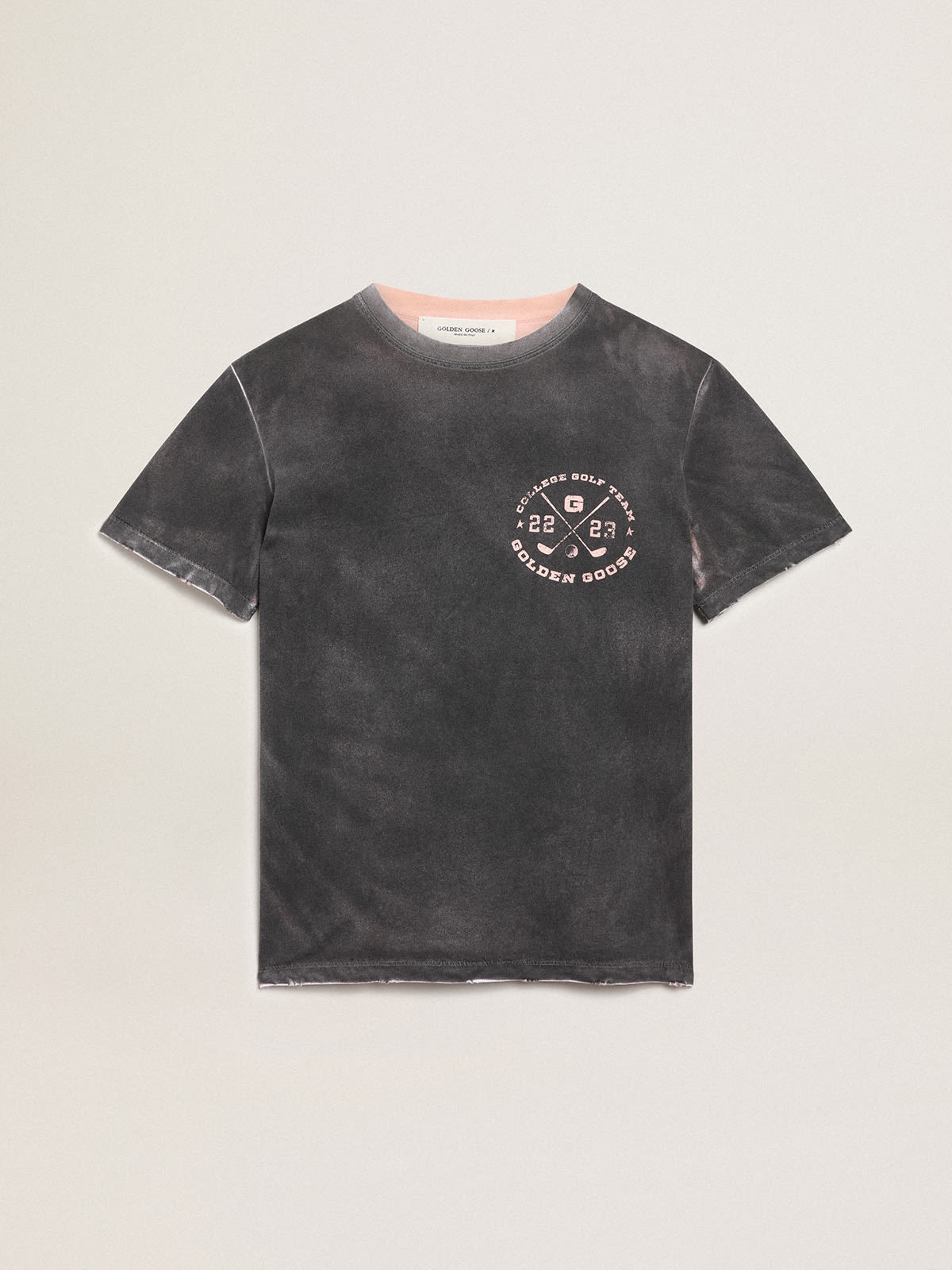 Women's gray T-shirt with print on the front - 1