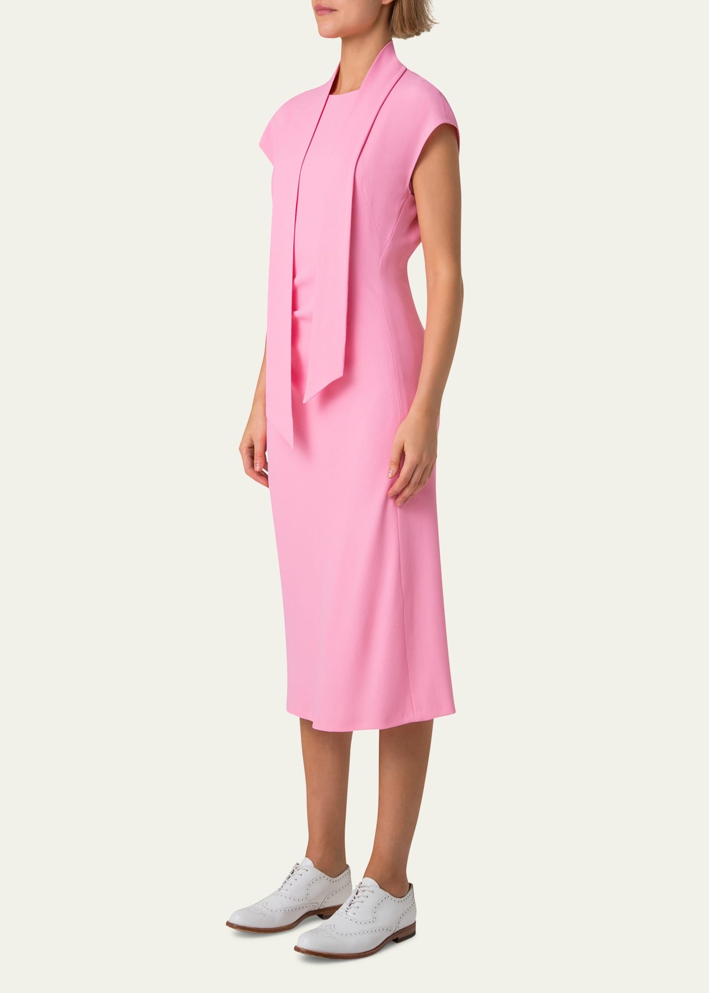 Crepe Mock-Neck Midi Dress - 4