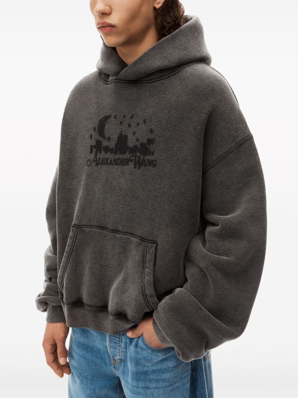 logo-jacquard cotton hoodie - 4