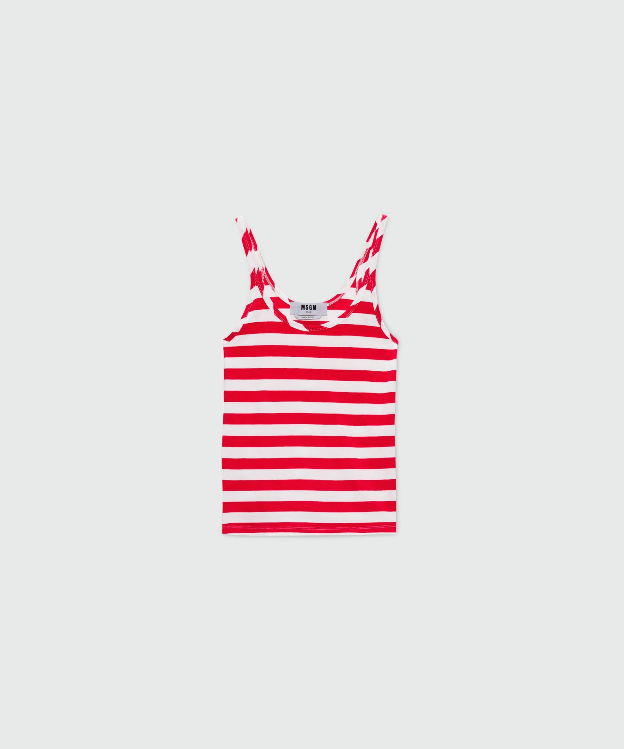White and red striped jersey top. - 1