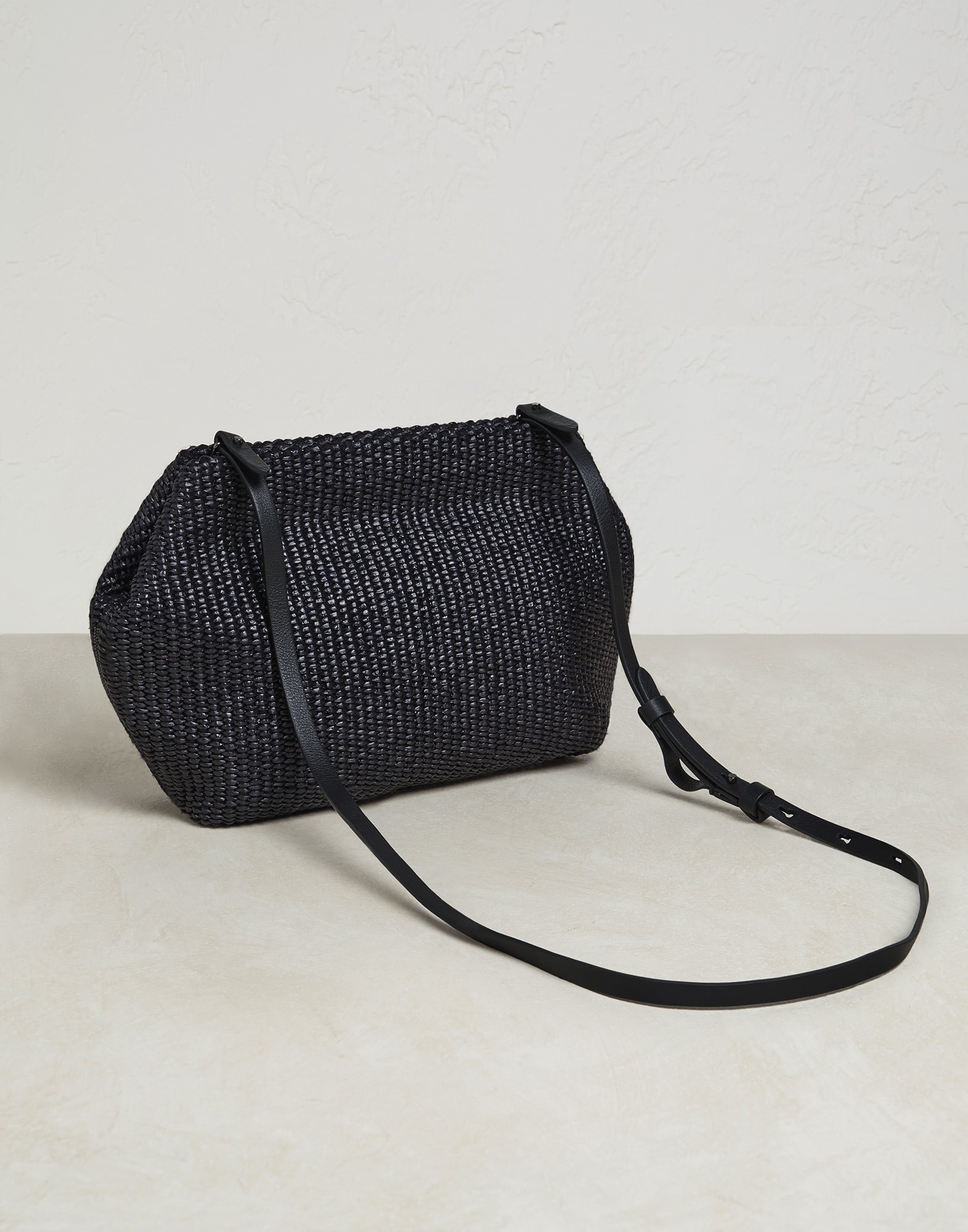 Techno raffia shoulder bag with monili - 2