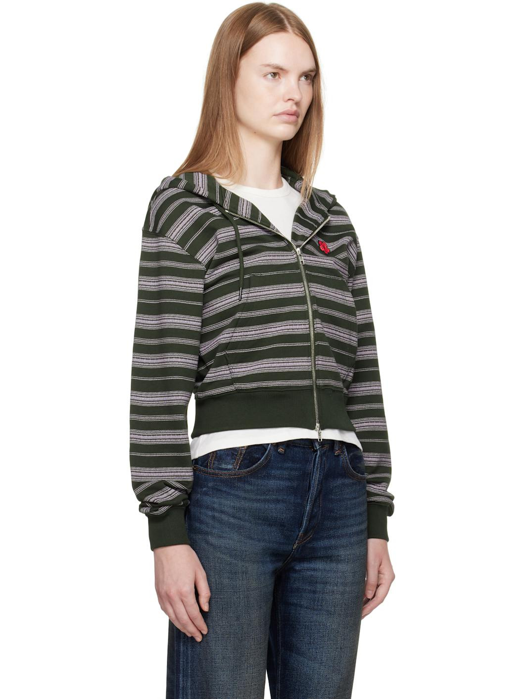 Green Kenzo Paris 'Boke Flower' Striped Hoodie - 2