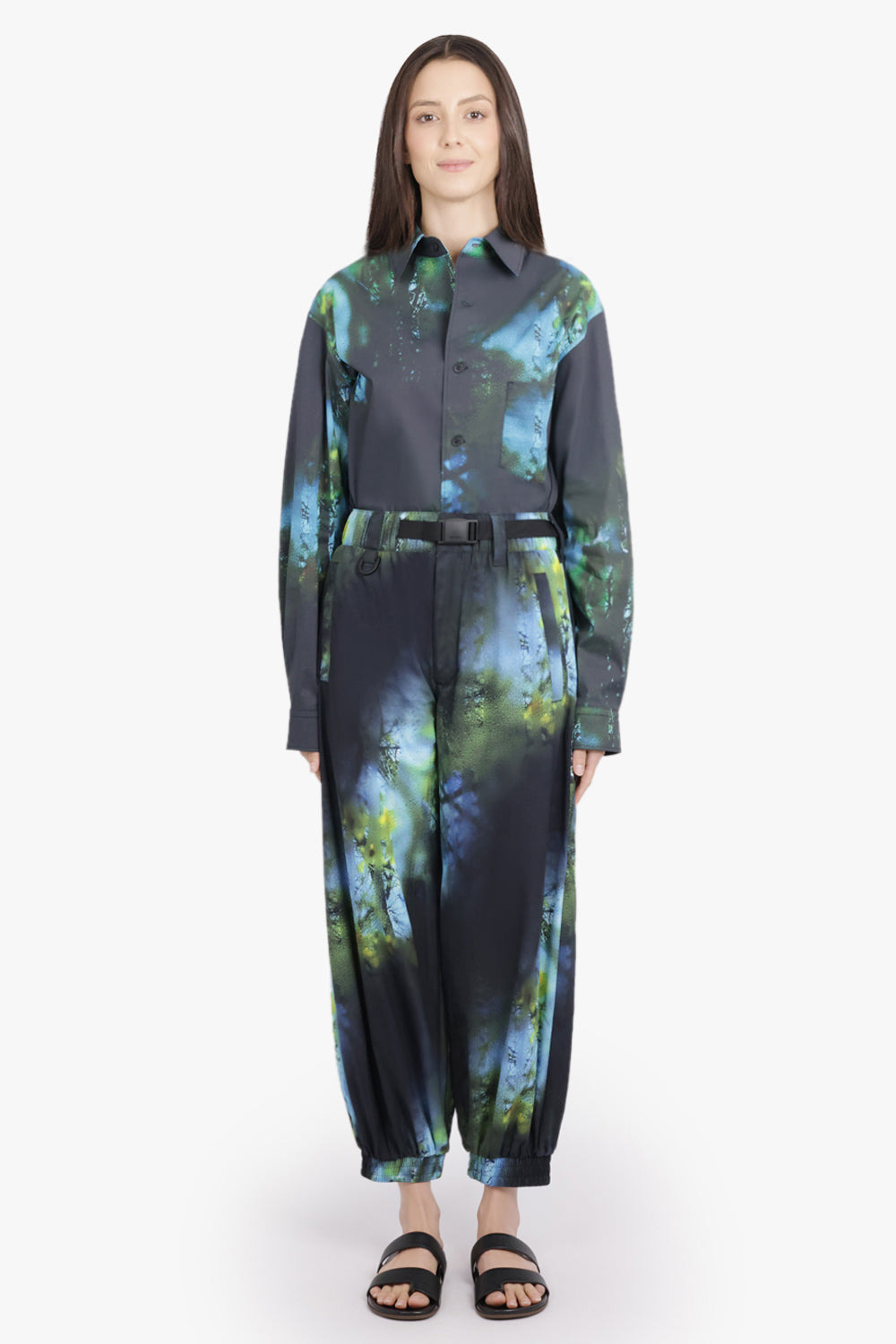 BLURRED PHOTO PRINT L/S SHIRT | BLACK/BLUE/GREEN - 5