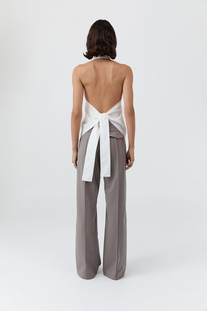 Oxford Halter Tie Back Top - White 7