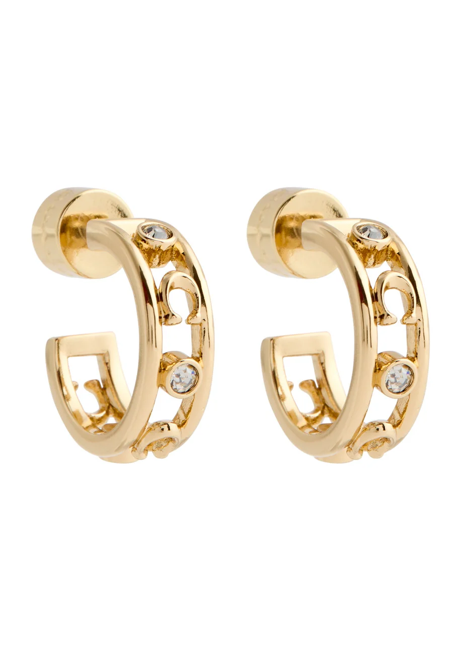 Coach Logo Crystal-embellished Hoop Earrings - 1
