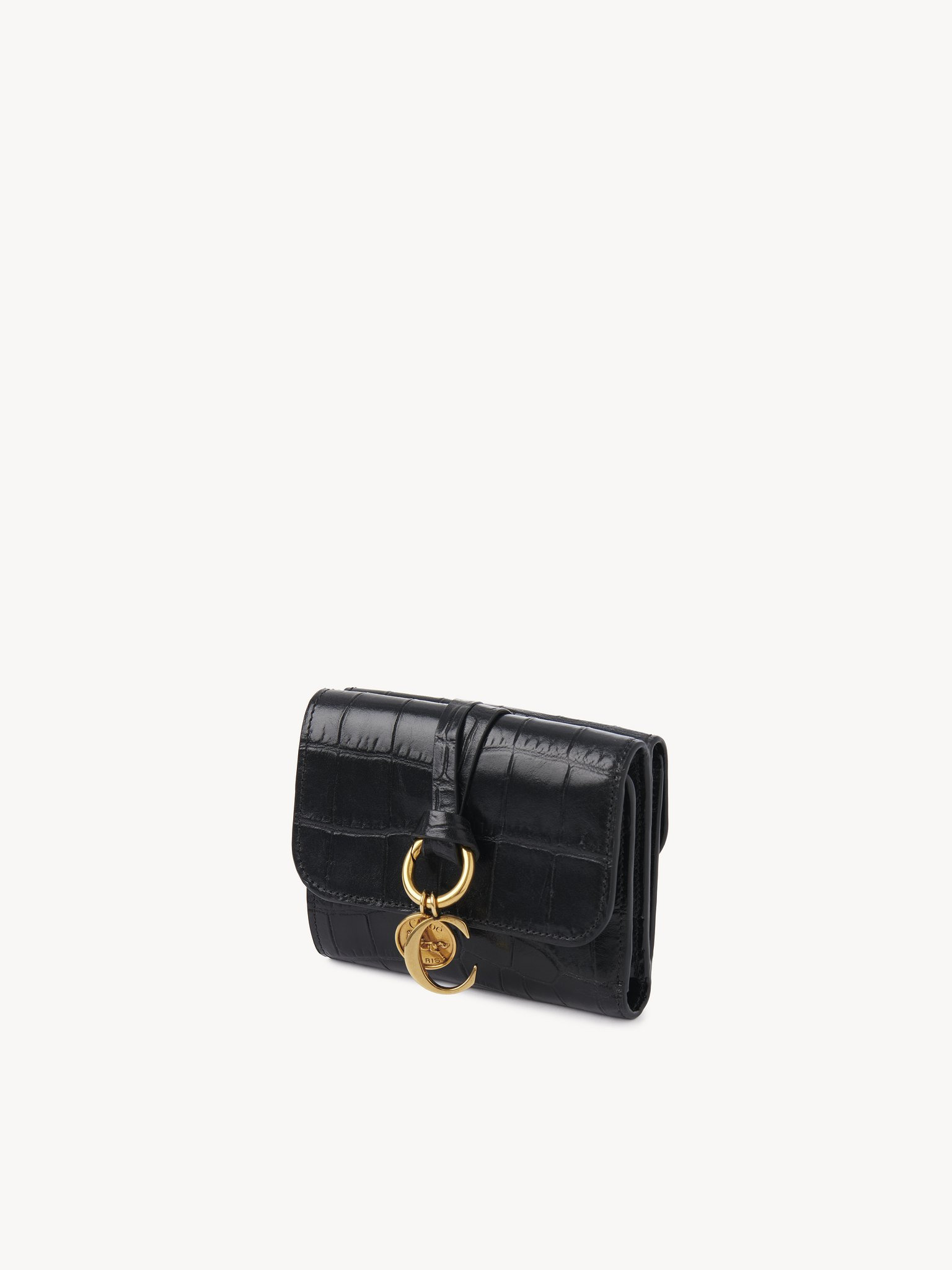 SMALL ALPHABET TRI-FOLD IN CROCO-EFFECT LEATHER - 2