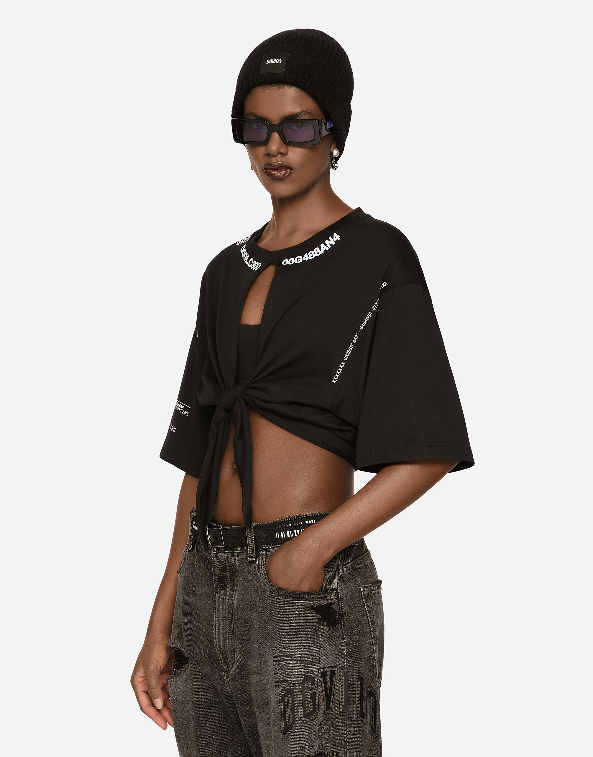 Wide-leg denim jeans with ripped details and abrasions DGVIB3 - 6