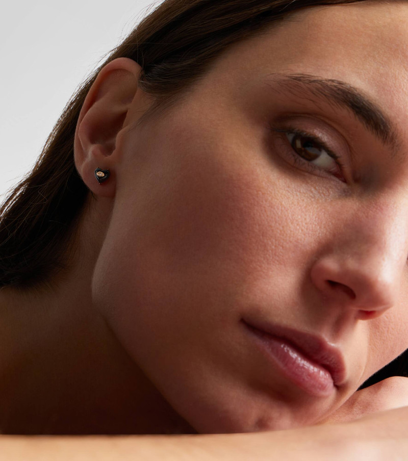 SYDNEY EVAN 14kt gold (585/1000) earrings with diamonds and onyx outlook