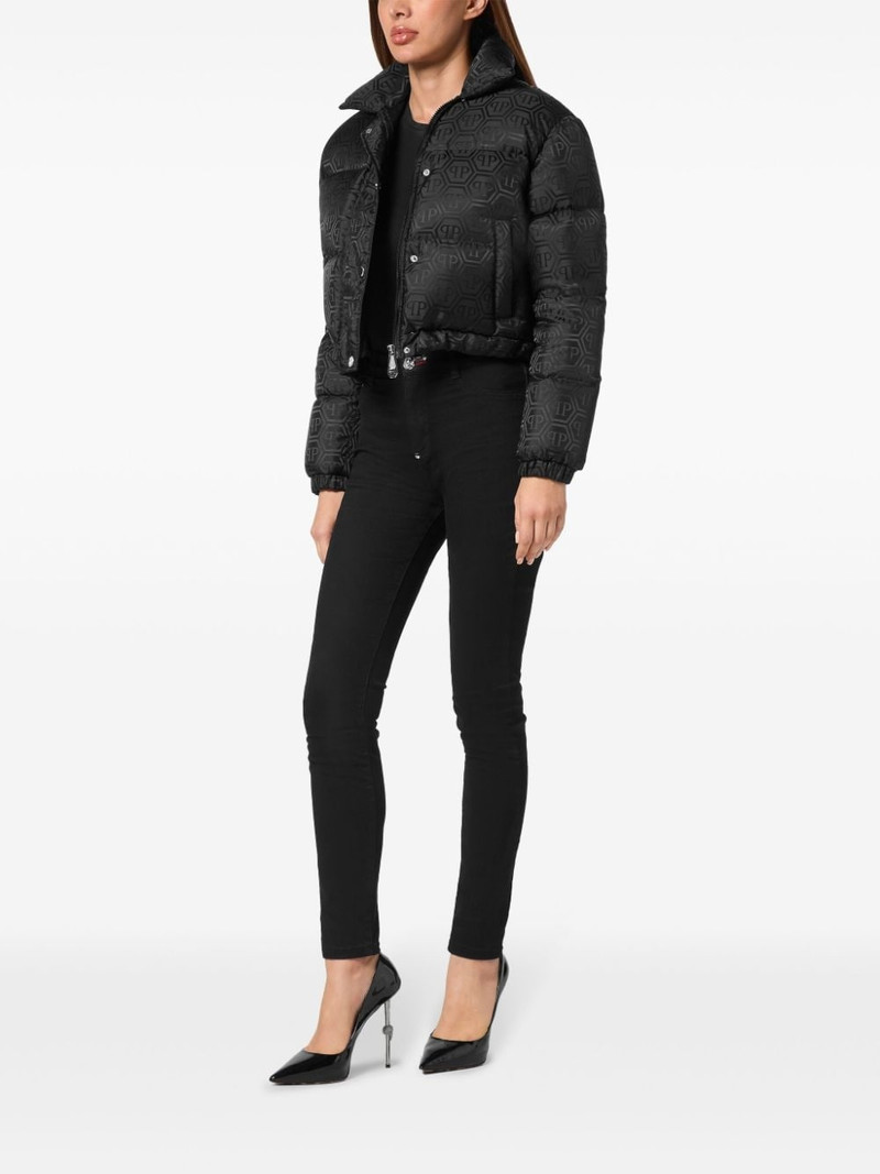 PHILIPP PLEIN monogram cropped puffer jacket outlook