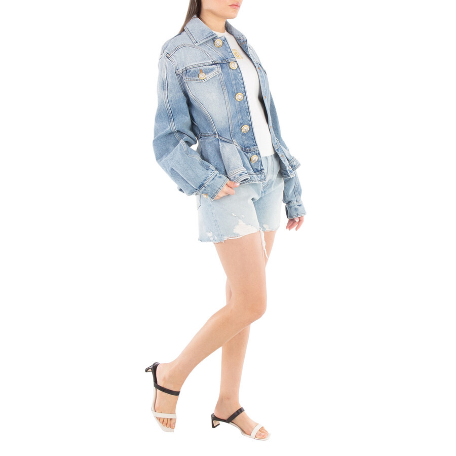 Balmain High-Rise Denim Shorts - 3