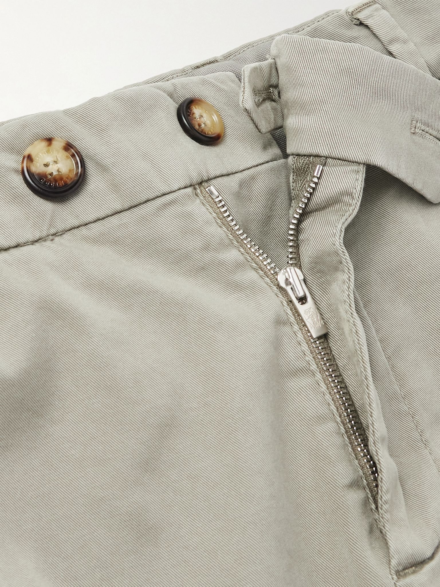 Tapered Cotton-Blend Twill Trousers Gray - 6