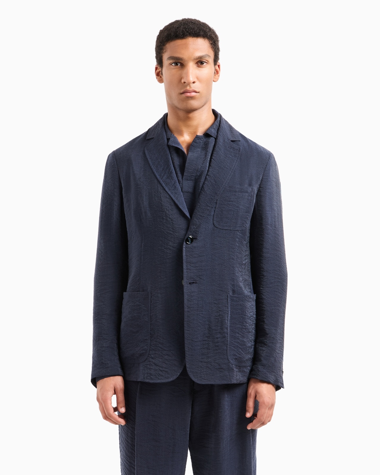SINGLE-BREASTED JACKET IN JACQUARD CUPRO - 4
