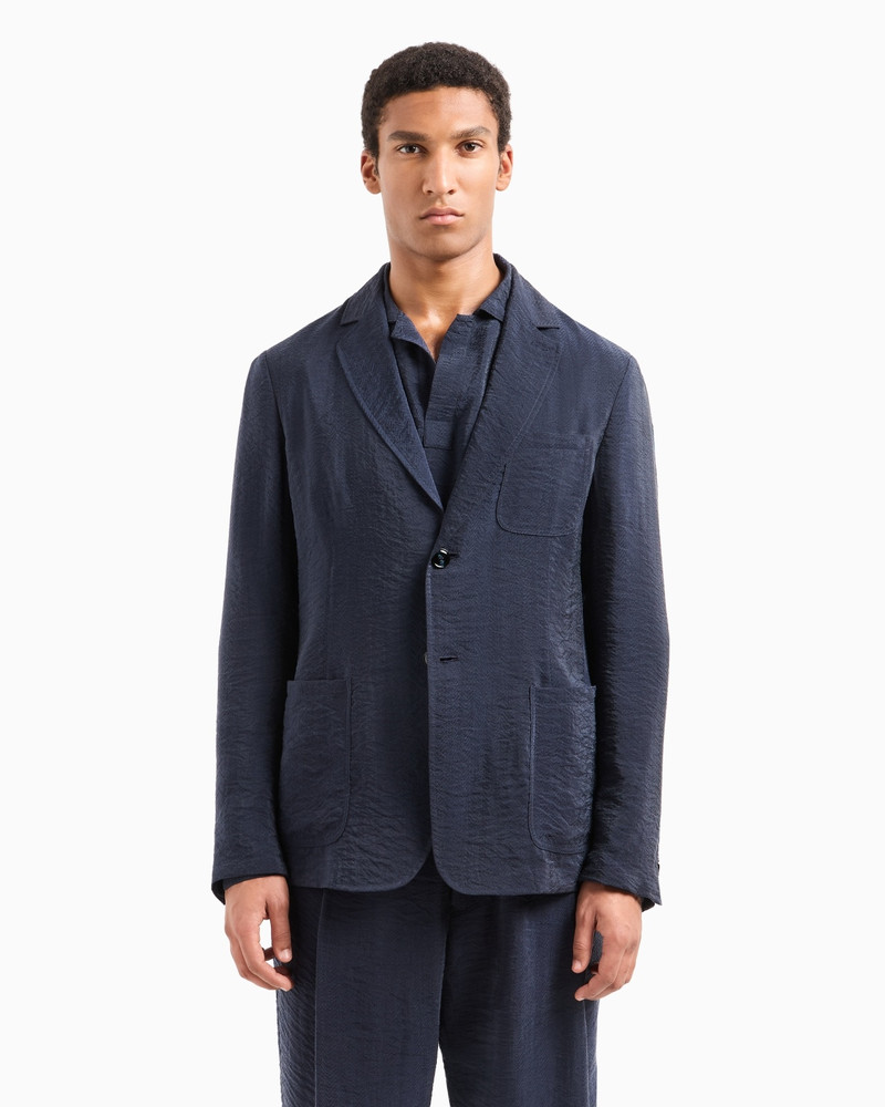 GIORGIO ARMANI SINGLE-BREASTED JACKET IN JACQUARD CUPRO outlook