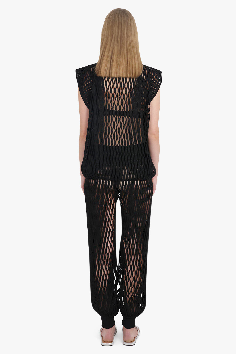 MACRAME KNIT RELAXED ELASTIC CUFF PANT | BLACK - 5