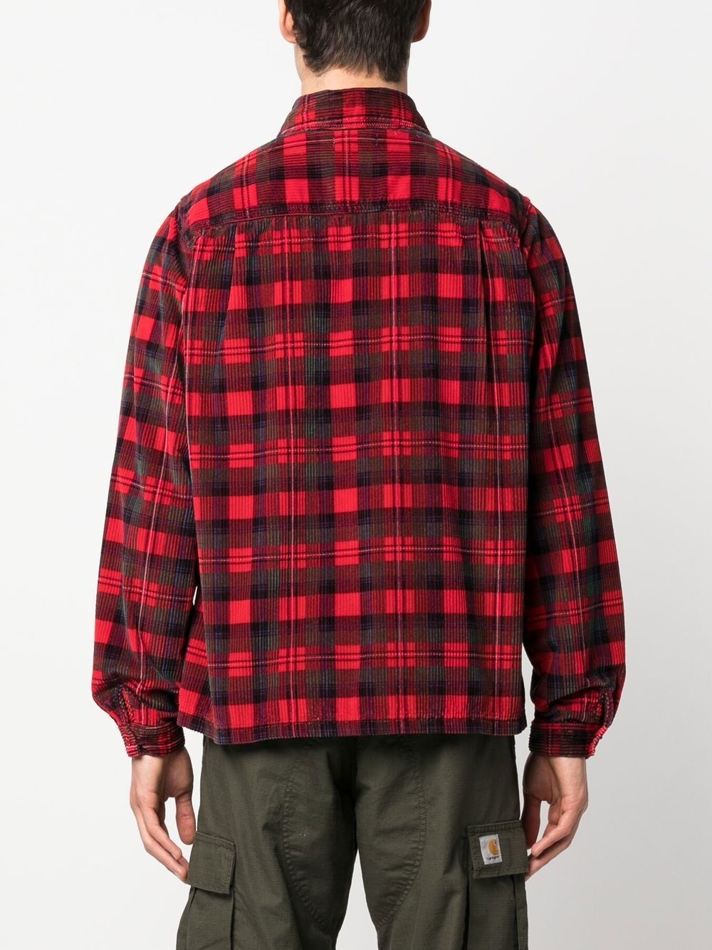 long-sleeve corduroy checked shirt - 4