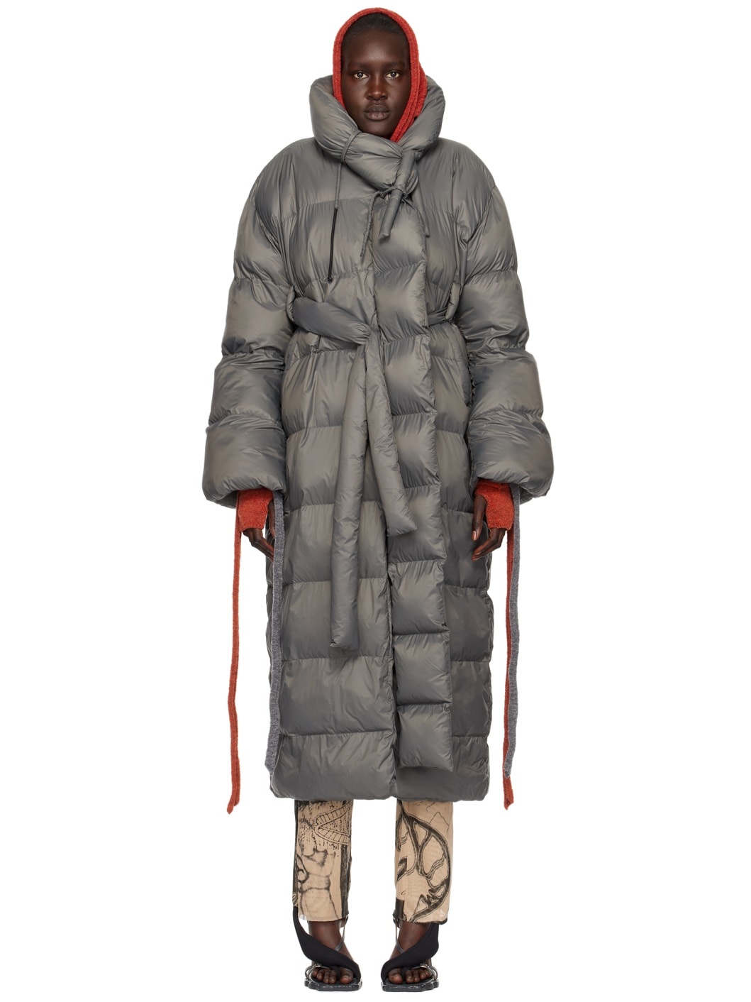 Gray Laced Puffer Coat - 1