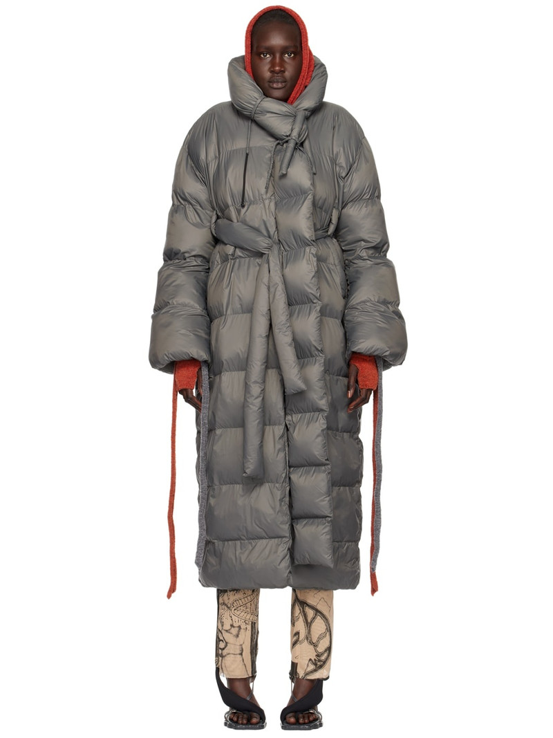 Gray Laced Puffer Coat 1