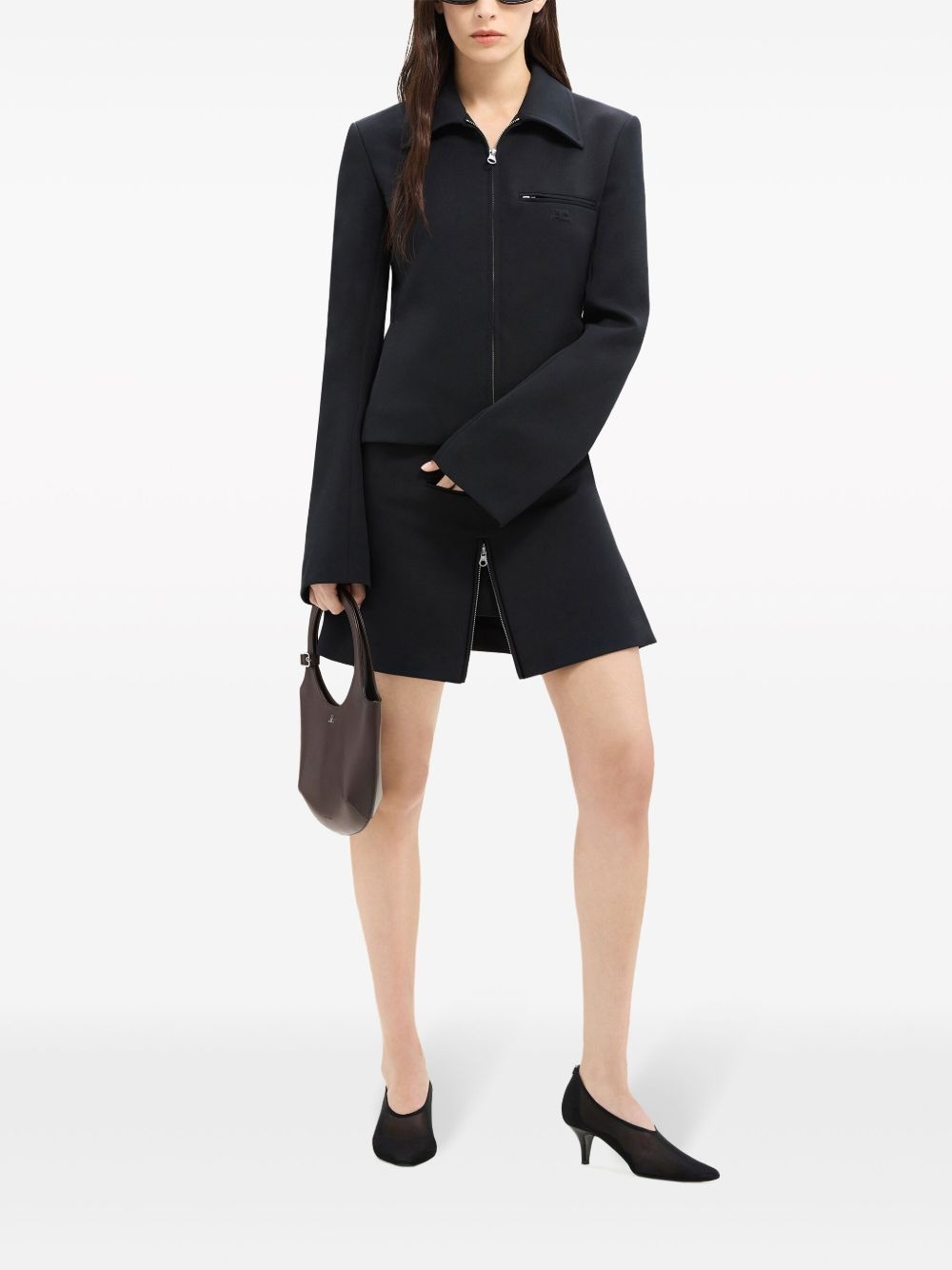 logo-embroidered zip-fastening twill jacket - 2