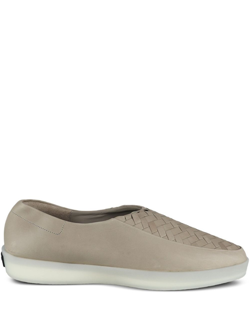 woven-panel leather loafers 1