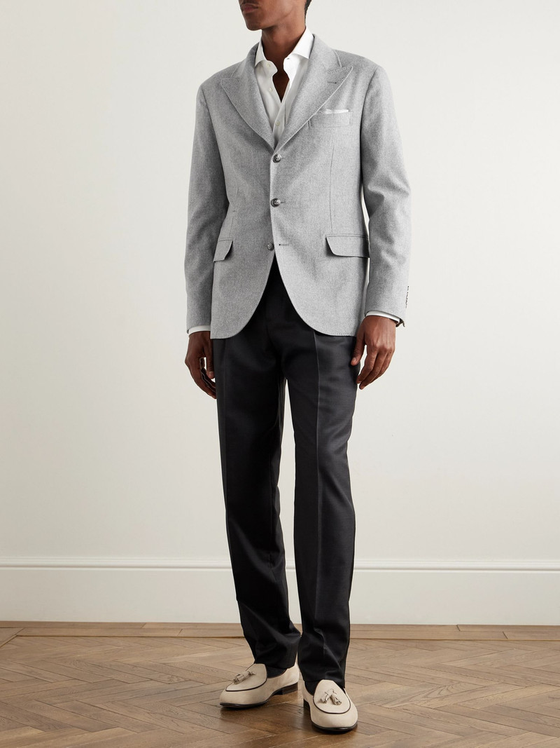 Brunello Cucinelli Wool and Cashmere-Blend Suit Jacket Gray outlook