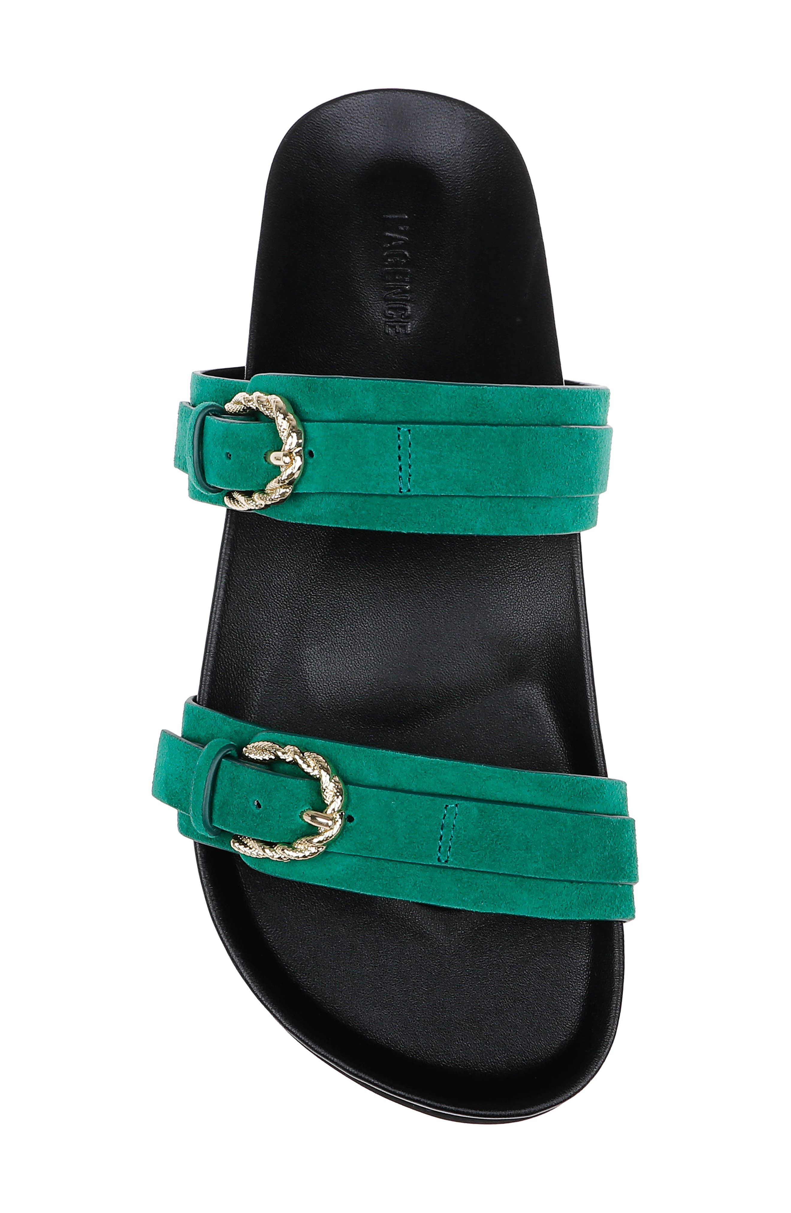 L'AGENCE Gaelle Slide Sandal in Green Suede at Nordstrom - 5