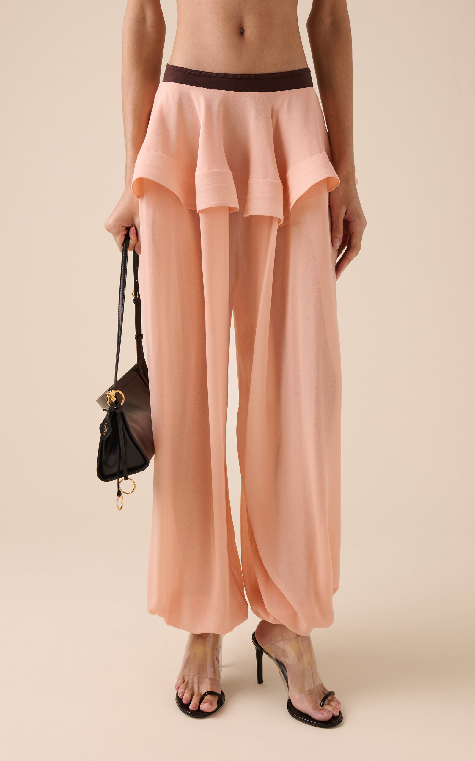 Georgette Tapered Peplum Pants pink - 3