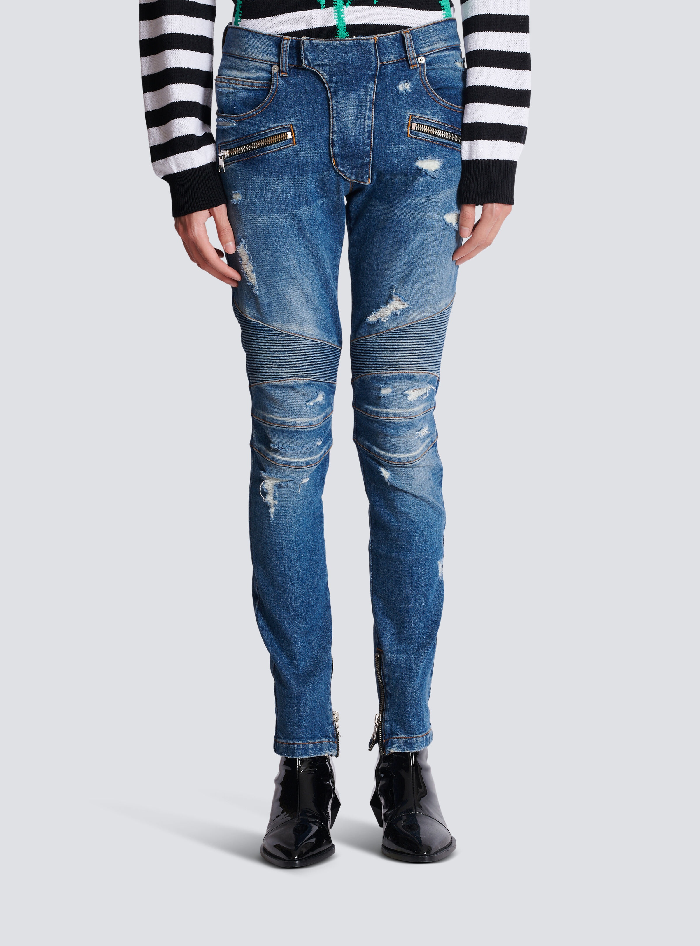 パンツ balmain jeans 29 Balmain Paris Jeans Mens 31 x 29 Blue Pants Denim Moto Biker