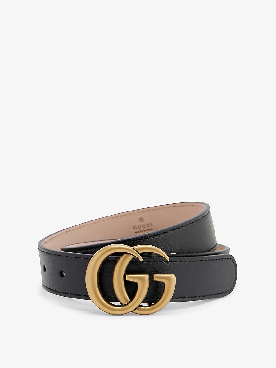 Logo-embellished kids' leather belt - 1