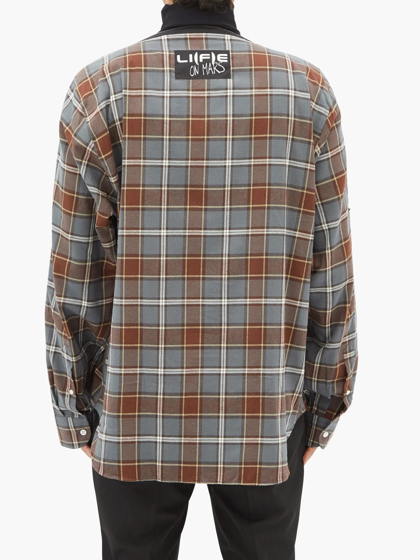 Logo-patch check cotton-flannel shirt - 5