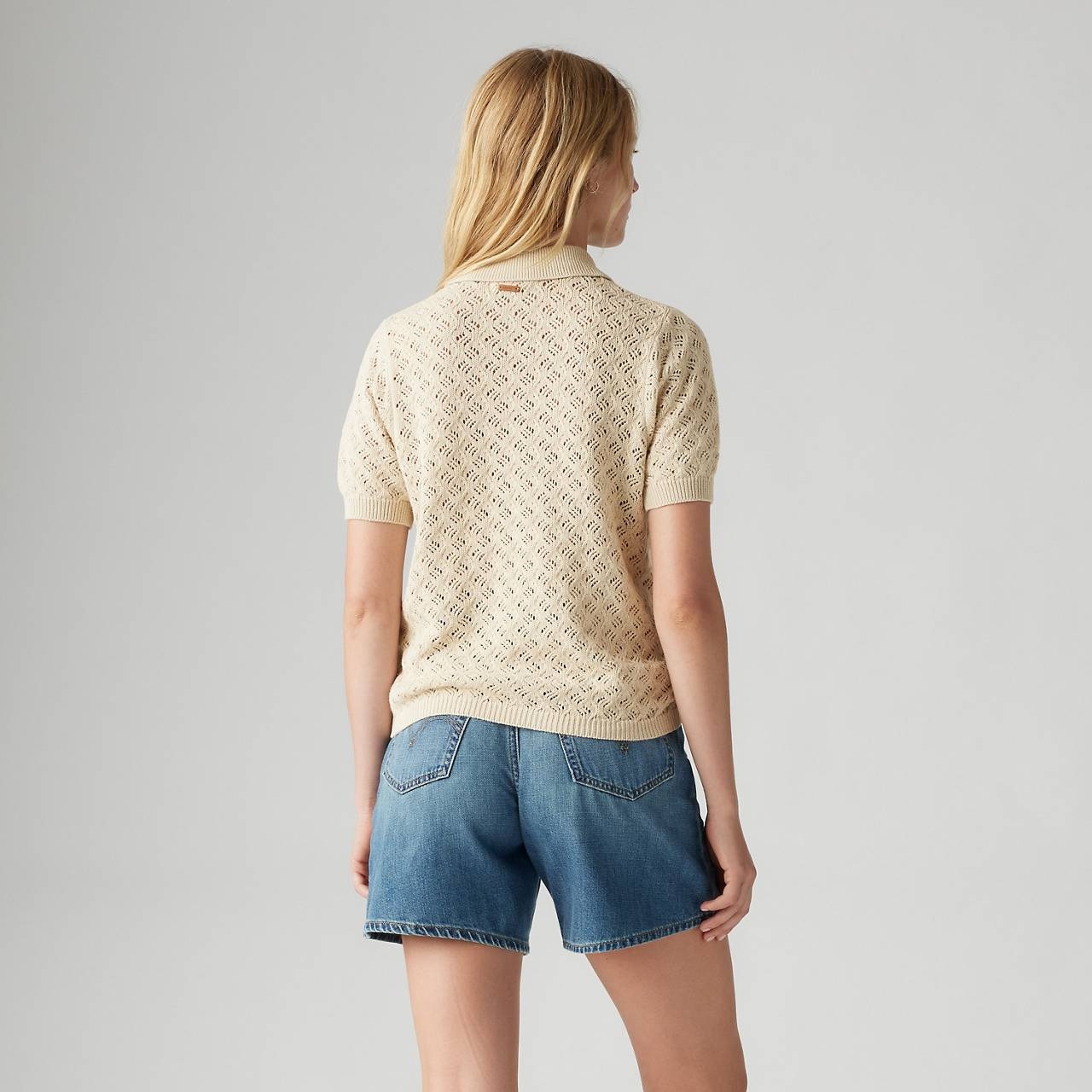 LAVENDER POINTELLE POLO SWEATER - 4