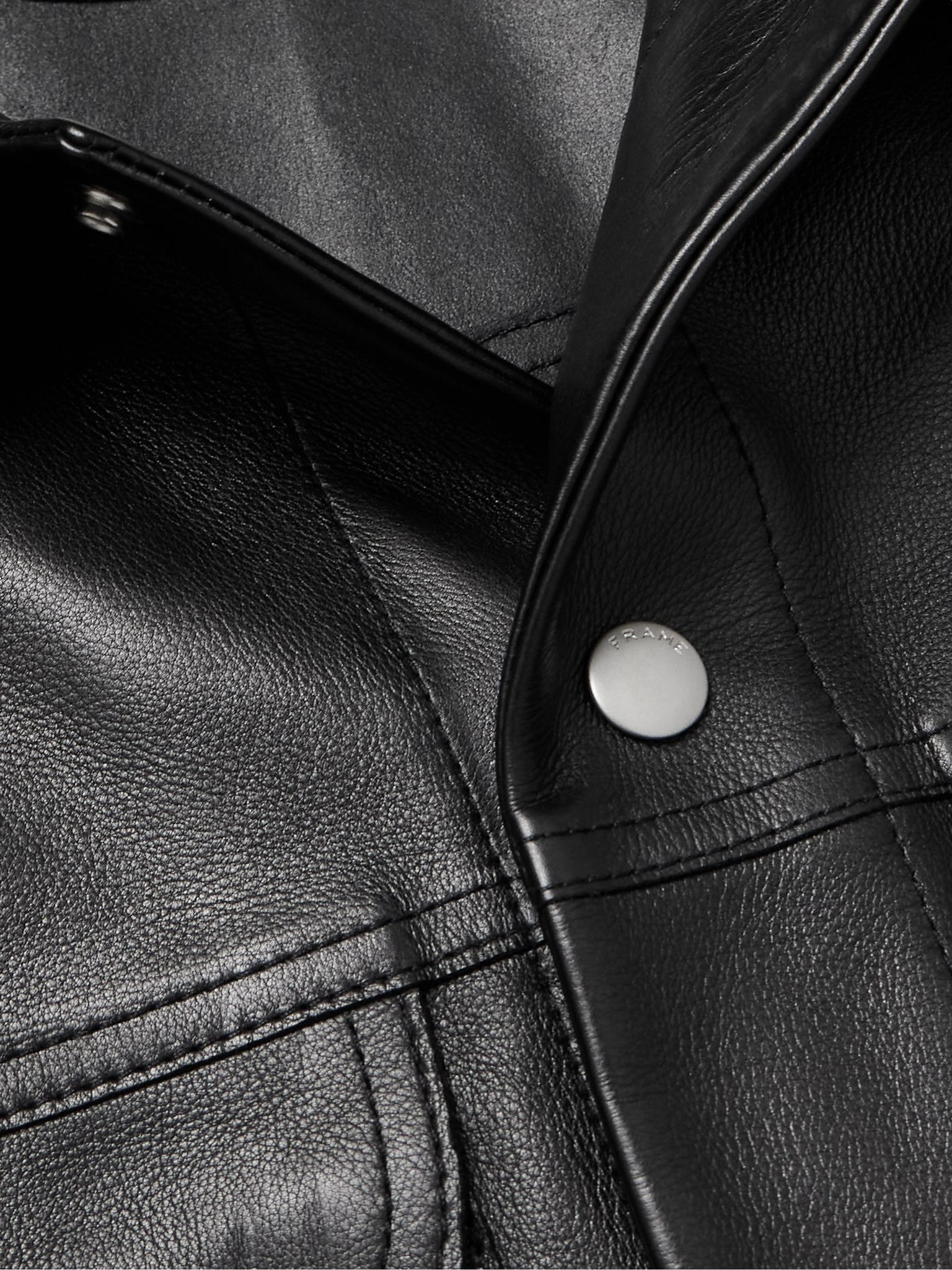 Leather Trucker Jacket Black - 4