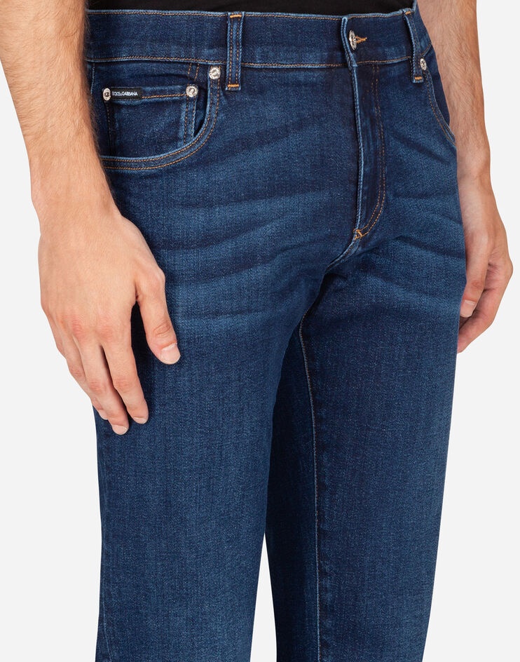 Washed blue skinny stretch jeans - 4