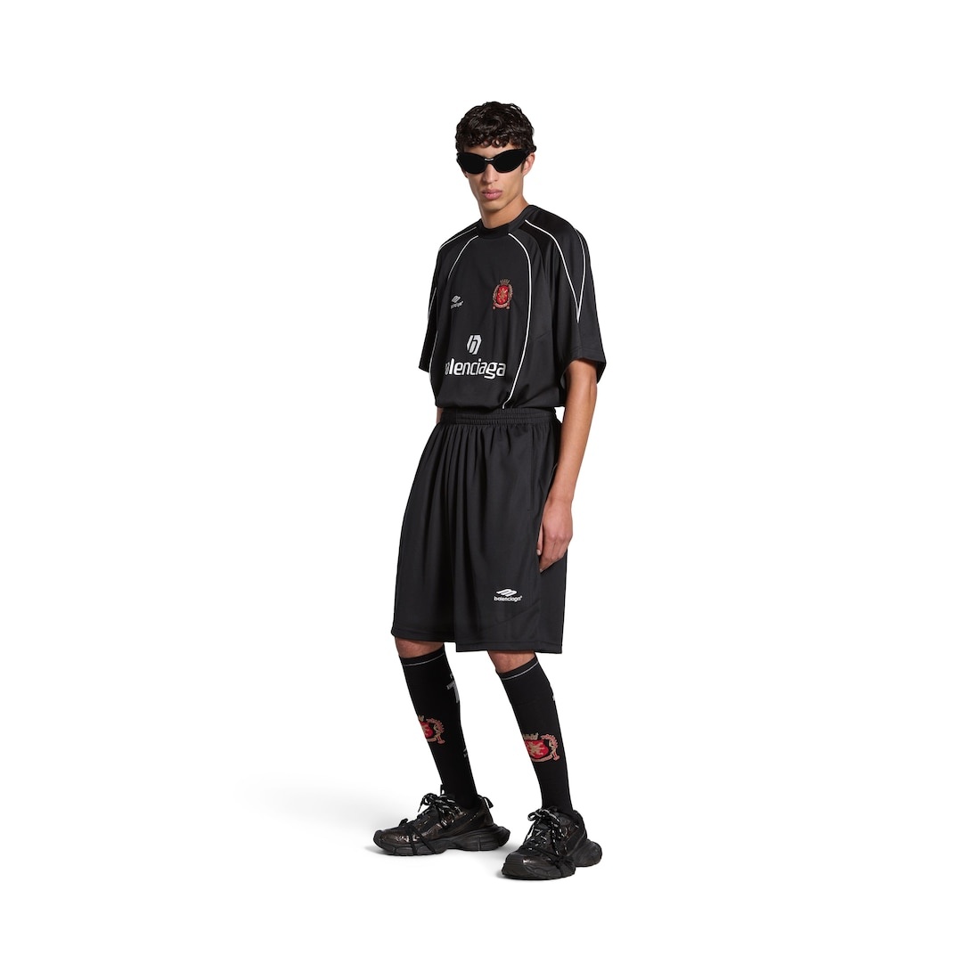 Men's Soccer Baggy Shorts in Black/white - 2