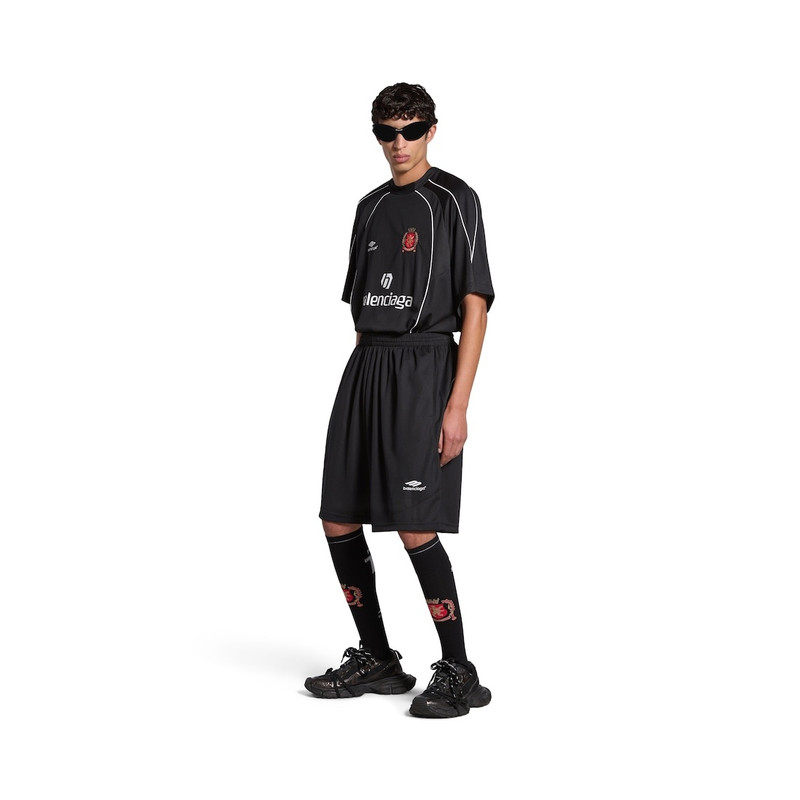 BALENCIAGA Men's Soccer Baggy Shorts in Black/white outlook