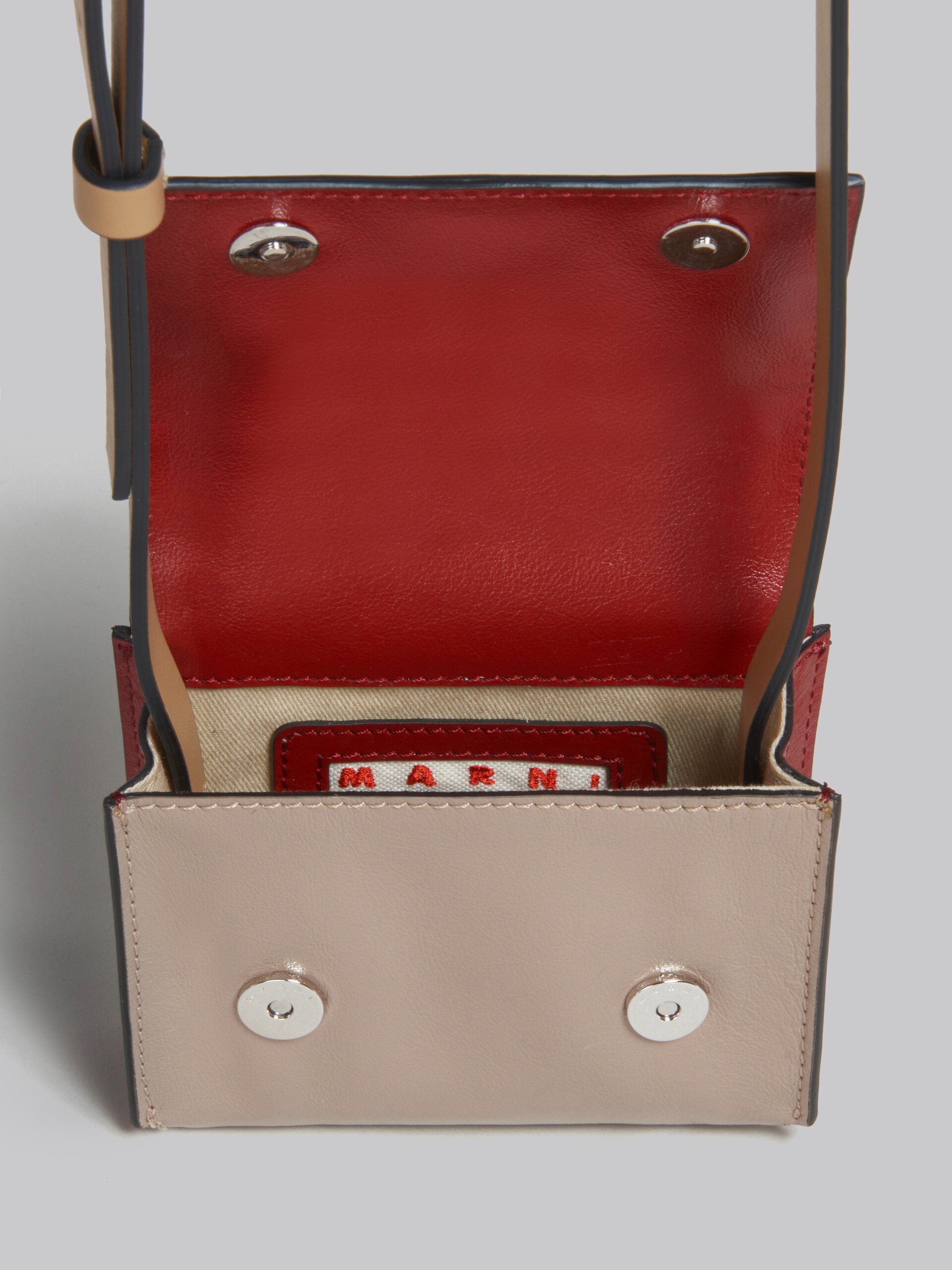 BURGUNDY AND BEIGE LEATHER CROSSBODY BAG - 3
