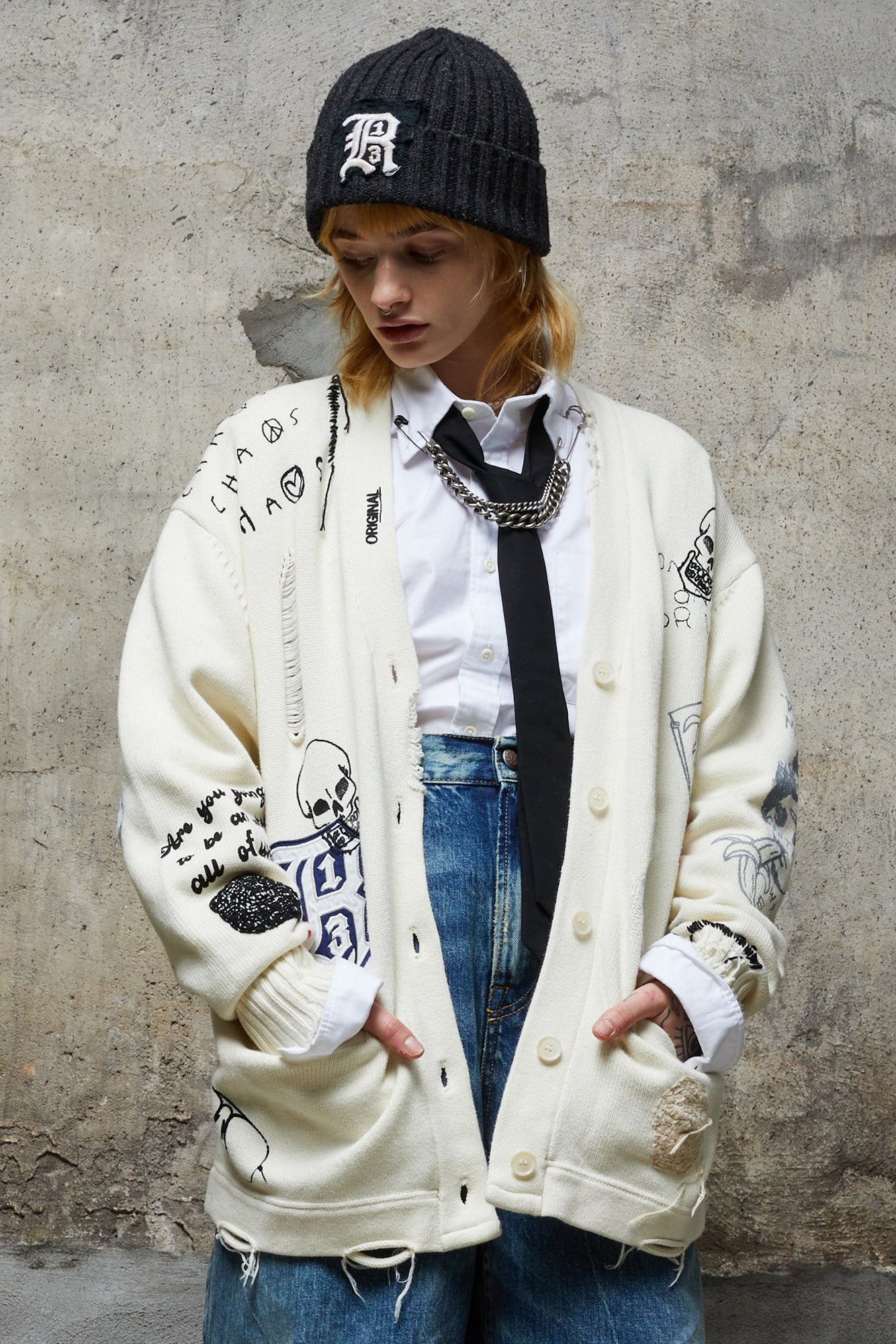 LETTERMAN CARDIGAN - ECRU - 3